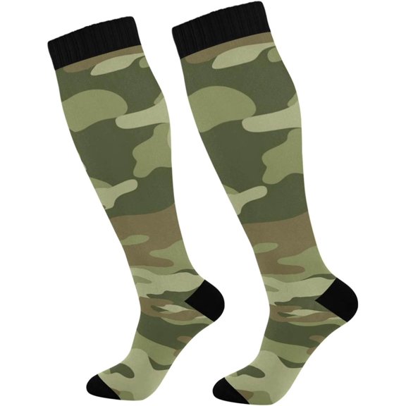 GZHJMY Camouflage Compression Socks, Women Men Long Stocking (20-30mmHg), Travel Knee High Stockings for Athletic Sports,Running,Cycling,Nursing