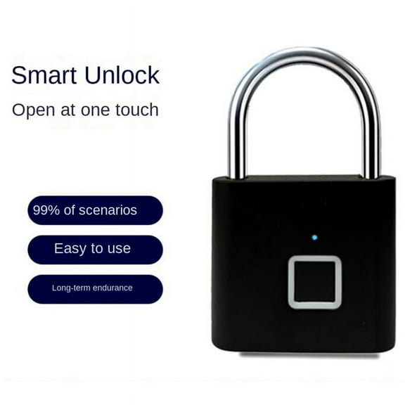 Fingerprint Lock Electronic Padlock Outdoor Waterproof and Rust-Proof Black
