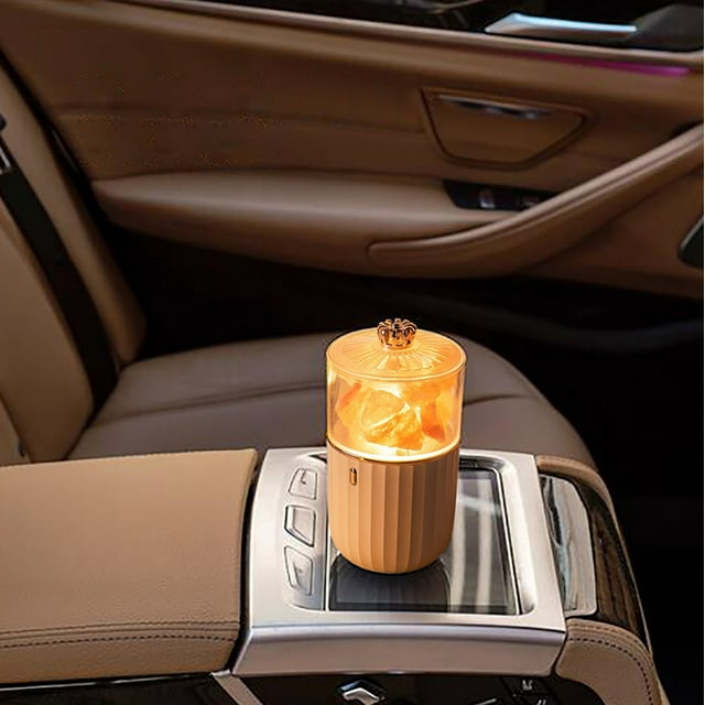 Boovnll Diffuser, Crystal Salting Lamp Usb Charging Colorful Salting Stone Salting Block Night Releases Negative to Purify Car Aroma Lamp, Essential Oil Diffuser Interior