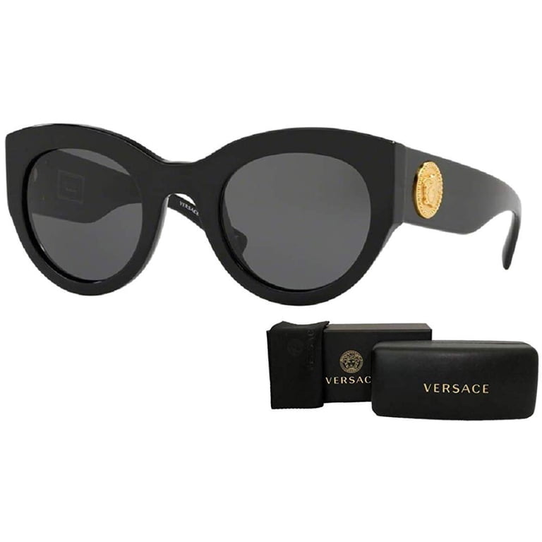 Versace Tribute VE4353A Oval Cat Eye Sunglasses Black Gold Medusa GB1/87 51mm Ladies Cat-Eye Sunglasses from Versace Tribute Collection  main image 3