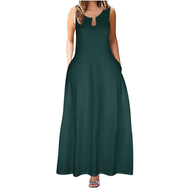 Dresses for Women 2023 Mode d'Été Femmes Bretelles Camisole Solide Col Rondpullover Robe Parti Dresses for Women Élégant Chic sur l'Autorisation