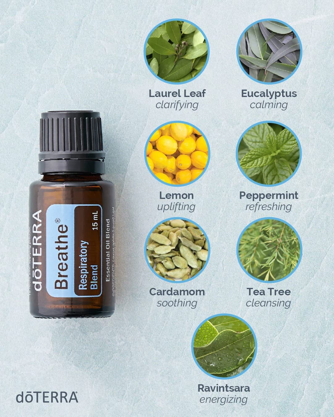 doTERRA Breathe Essential Oil Respiratory Blend 15 ml - Aromatherapy for Breathing Support