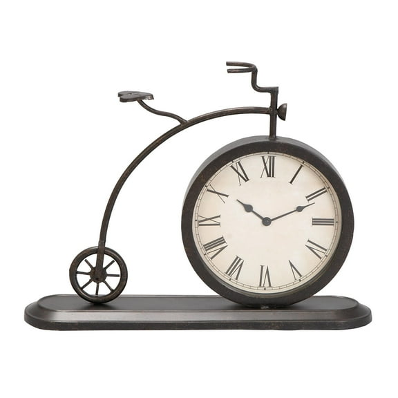 DecMode 4" Black Metal Bike Vintage Clock