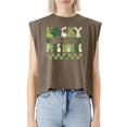 thumbnail image 5 of EcoLoom Lucky To Be A Peds Nurse Groovy Retro St Patrick's Day Cap Sleeve Muscle Crop Shirt Women Sleeveless Baby Tee, 5 of 5