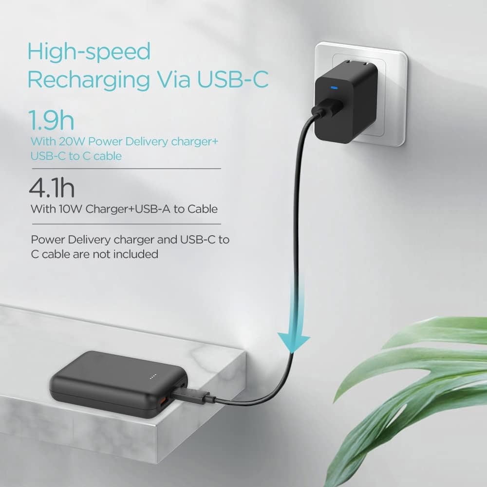 Power Bank 10000mAh for Samsung Galaxy A06/A16 5G/A26 5G/A36 5G/A56 5G - Charger Portable Backup Battery 1-Port USB 1-Port USB-C