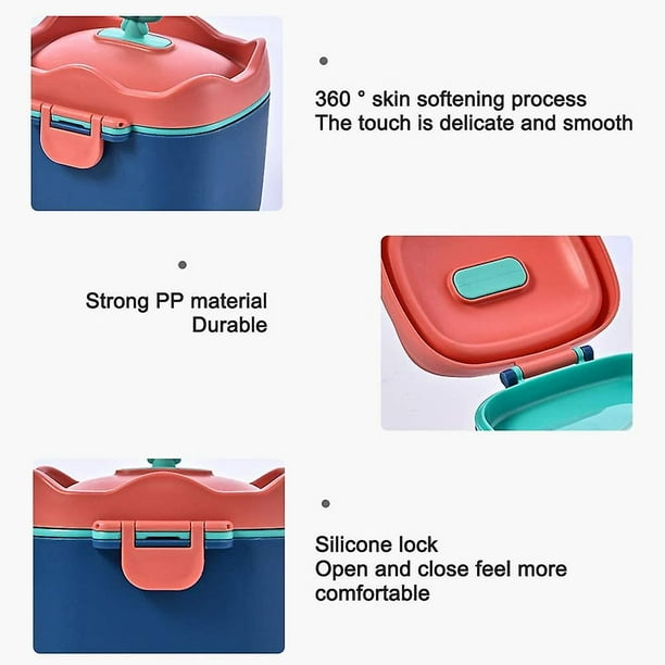 Recipiente de leche en polvo para bebés con cuchara Recipiente de almacenamiento de leche en polvo portátil para viajes al aire libre Sellado doble y cerradura fuerte(1pc-blue,size: ShuxiuWang 8390614290877