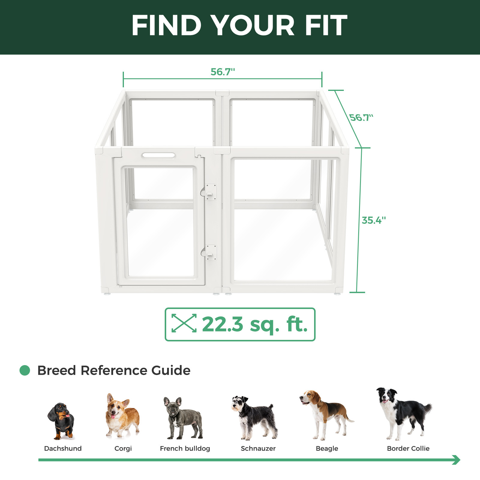 FXW AuraSpace Acrylic Indoor Dog Playpen for Medium Dogs, 35 Inch, 8 Panels, White