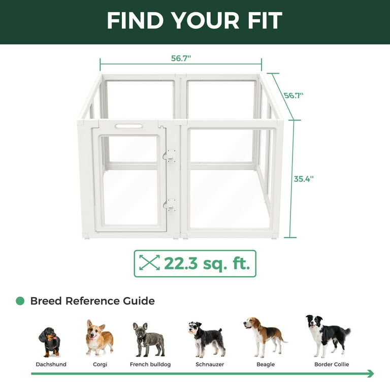 FXW AuraSpace Acrylic Indoor Dog Playpen for Medium Dogs, 35 Inch