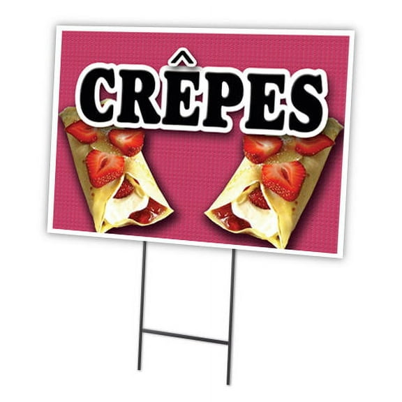CREPES 12"x16" Yard Sign & Stake | Advertise Your Business | Stake Included Image On Front Only | Made in The USA