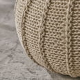 thumbnail image 3 of Noble Corinne Knitted Cotton Pouf, Beige, 3 of 5