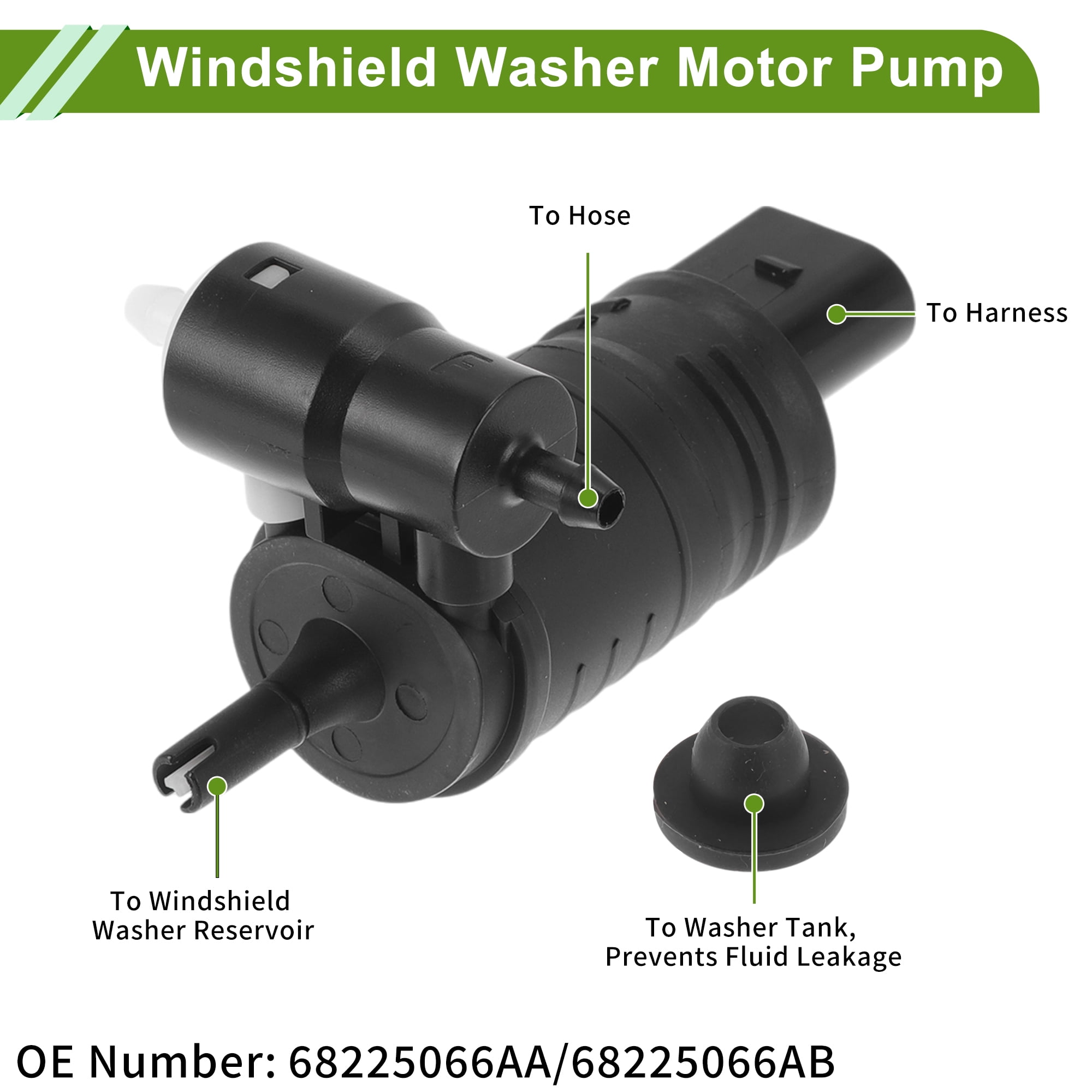 Unique Bargains Windshield Washer Pump for JEEP CHEROKEE 2014-2018 Front Washer Fluid Pump