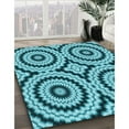 thumbnail image 3 of Ahgly Company Machine Washable Indoor Round Transitional Teal Green Area Rugs, 6' Round, 3 of 7