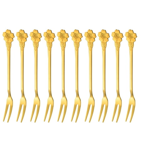 

10pcs Multipurpose Fruit Forks Stainless Steel Food Picks Dessert Tasting Forks