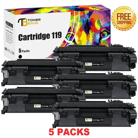 Toner Bank 5-Pack Compatible Toner Cartridge for Canon 119 CRG-119 Image Class MF414DW MF6160DW MF5850DN MF5850DN Printer Ink (Black)