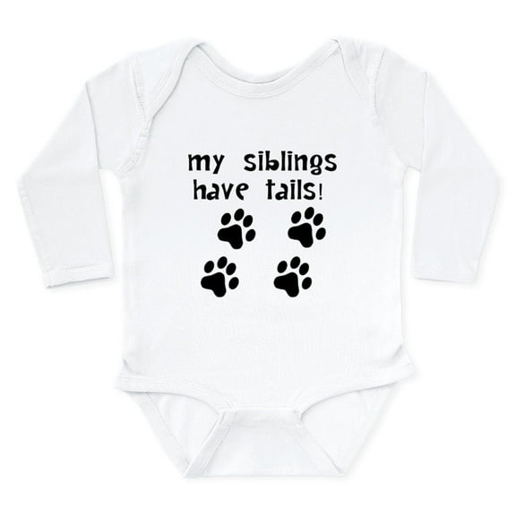 CafePress - My Siblings Have Tails Body Suit - Long Sleeve Cotton Baby Bodysuit