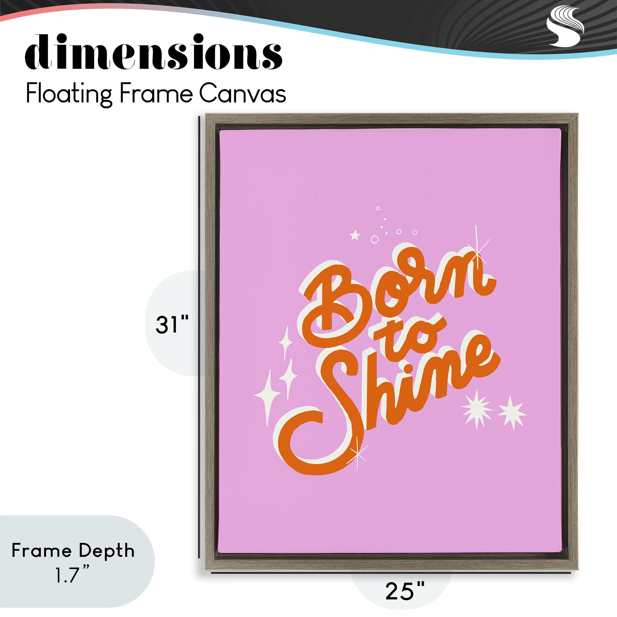 Stupell Industries Born To Shine on Pink Brown Framed Floater Canvas Wall Art, design by Indira Prieto | IndySign