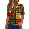 thumbnail image 1 of Blusas de Verano de las Mujeres Casual Gradiente Manga Corta V-Cuello Superior, Ligera Imitación de Tela de Estante para la Primavera Y el Verano Diario Y de Fiesta, 1 of 5