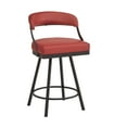 thumbnail image 3 of Weston Home Jala Black Finish Metal Vegan Leather Swivel Counter Height Chair, Set of 2, Red, 3 of 9