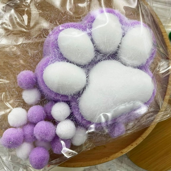 Handmade Big Cat Paw Silicone Squeeze Toys for Stress Relief, 5 Inch X-Large Size Giant Squishy Sensory Toys for Anxiety & Relaxation (Purple)
