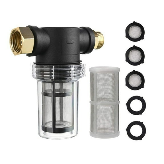 ARCADORA Garden Hose Filter Inline Water Pressure Washer 3/4 Inch GHT 80 PSI 40 & 100 Mesh Screens Clear Water Protects Pump & Hose