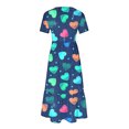 thumbnail image 3 of Jusqu'à 65 % de Réduction! Robes d'Été Mode pour Femmes 2024 Grande Taille Décontractée Manches Courtes Col Rond Robe Fluide à Étages Robe de Plage avec Poches Robe Imprimée de la Saint-Valentin, 3 of 4