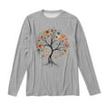 thumbnail image 4 of Arlun,2025 Fall Crew Neck Long Sleeve T Shirts Plus Size Fashion Graphic Printed Loose Fit Comfortable Lightweight Tops Soft Baggy Lounge Tops Light Gray XL, 4 of 4