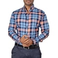 thumbnail image 2 of Camisa Hombre Casual Cuadros Azul, Naranja, Marino Platino, 2 of 6
