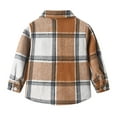 thumbnail image 4 of SonxaHe Big Boys' Jackets Plaid Turndown Collar Long Sleeve Shirt Children Sports Cozy Loose Autumn Jackets Beige,Sized 9-10, 4 of 8
