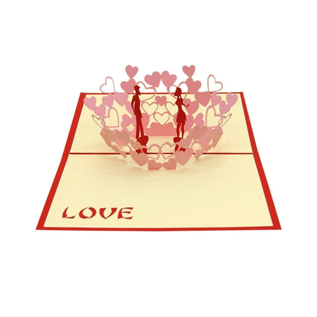 Leodye 5PCS 3D Paper Carving Greeting Card - Valentine’s Day Blessing Message Card -7.86x5.9in