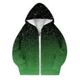 thumbnail image 2 of SonxaHe Big Girls' Jacket Gradient Prints Fleece Zip Up Hooded Jacket Child Athletic Lightweight Warm Outerwear Jackets Green,Sized 14-15, 2 of 4