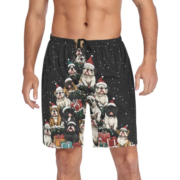 joogoo Mens Swim Trunks Christmas Dogs Beach Shorts Drawstring Elastic Waist Swimwear Bathing Suits L