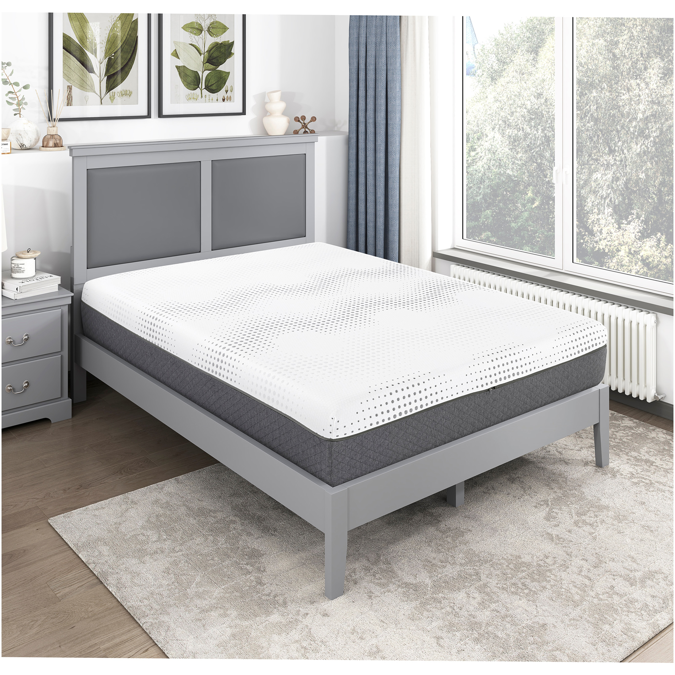 JERFIT 12 Inch King Size Hybrid Mattress, Gel-Infused Memory Foam Pocket Springs for Cool Sleep, Plush Support, Medium Firm Feel, Bed-in-a-Box