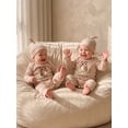 thumbnail image 5 of RUINIXCW Twins Baby Boys Jumpsuit Set Long Sleeve Crew Neck Letters Owl Print Romper with Hat Fall Clothes, 5 of 8