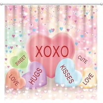 Valentine''s Day Love Hearts Shower Curtain 72" x 72" Conversation Hearts Home Bathroom Decorations Romantic Love Bathtub Curtain Set with 12 Hooks