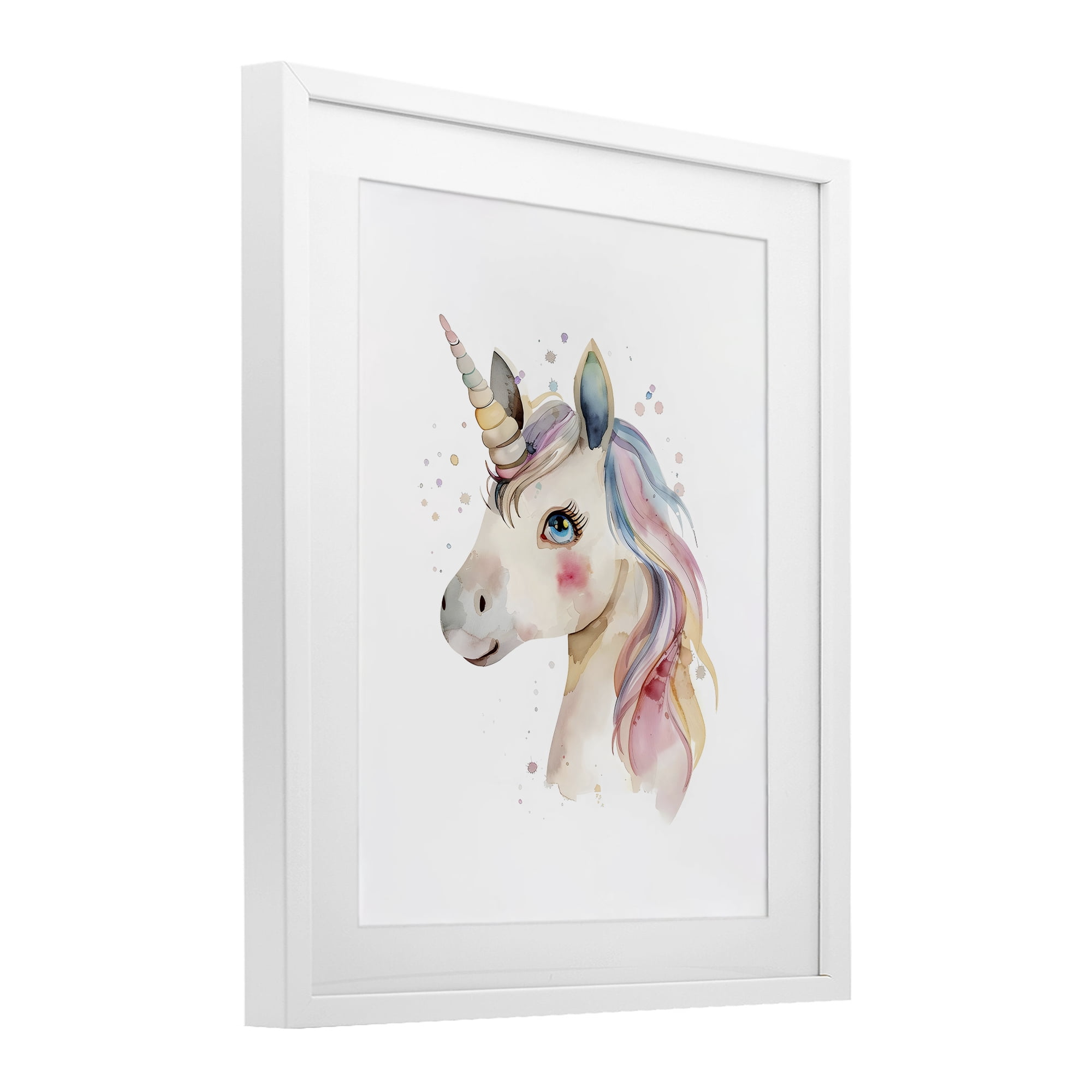 Stupell Industries Dreamy Pastel Unicorn White Framed Print Under Glass, design by LSR Design Studio