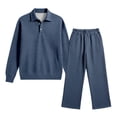 thumbnail image 7 of gibobby Mens 2 Pieces Sets Long Sleeve Casual Polo Shirt Fall Winter Loose Sweatpants Lounge Vacation Outfits Set (Dark Blue,2XL), 7 of 7