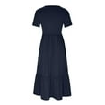 thumbnail image 5 of LEEYNEER Summer Dresses for Women 2024 Dresses Ladies formal Casual Short Sleeve Crewneck Workwear Casual Flowy Tiered Maxi Beach Workwear with Pockets, 5 of 8