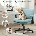 thumbnail image 4 of Criss Cross Desk Chair with Wheels and Flip Arms, Thick Padded Wide Seat Office Chair, Fabric Cross Legged Office Chair for Home Office, Mid Back Swivel Makeup Vanity Chair, 4 of 7