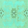 thumbnail image 1 of Ahgly Company Machine Washable Indoor Square Abstract Turquoise Blue Modern Area Rugs, 6' Square, 1 of 4