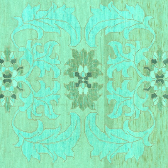 Ahgly Company Machine Washable Indoor Square Abstract Turquoise Blue Modern Area Rugs, 6' Square