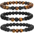 thumbnail image 1 of Mens Beaded Bracelets Matte Lava Rock Volcanic Stone Beads for Women Stretch Bracelet Fashion Jewelry Tiger Eye -, 1 of 4