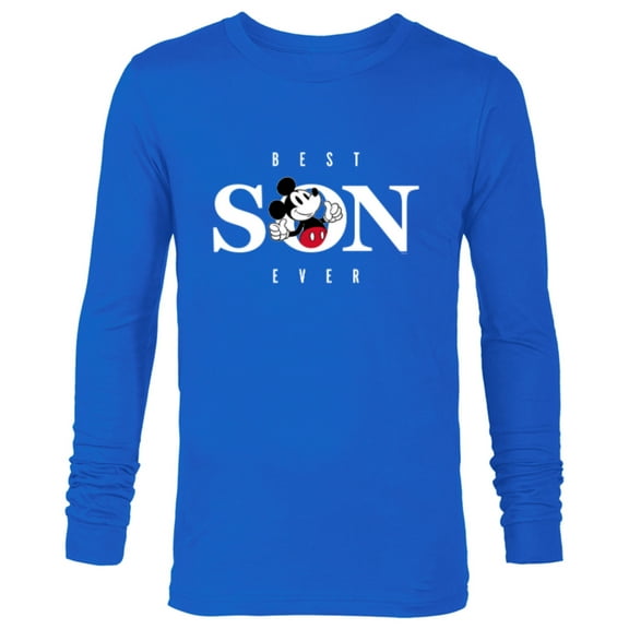 Disney Mickey Mouse Thumbs Up Best Son Ever Family- Long Sleeve T-Shirt for Men - Customized-Navy