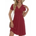thumbnail image 2 of UVN Vestidos para Mujer con Escote en V Profundo, Manga Corta, Vestido Veraniego Midi para Fiesta con Bolsillo, 2 of 8