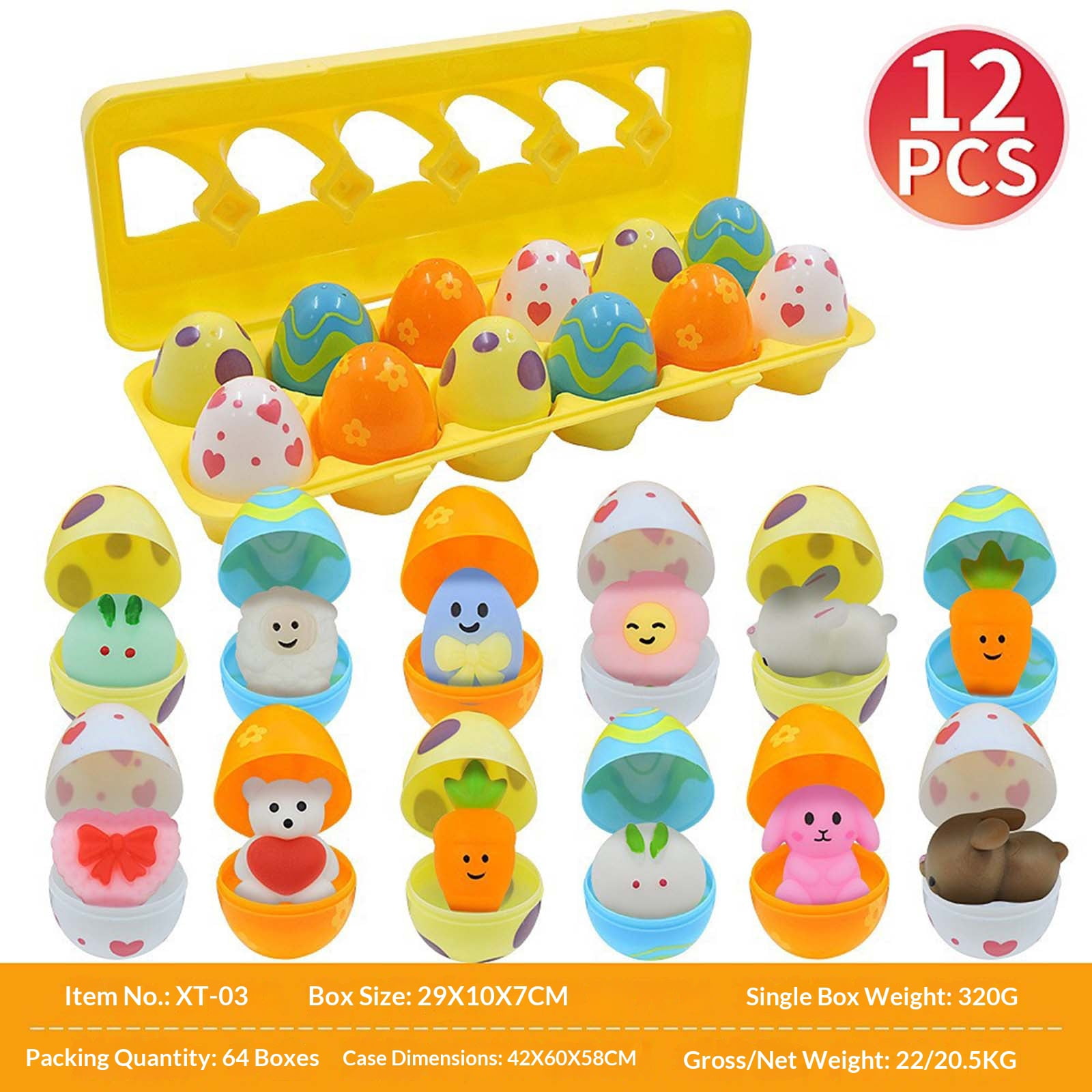 12/16/20/24Pack Prefilled Easter Eggs with Toys,Colorful Bright Colorful Prefilled Eggs with Funny Toys,Cute Easter Gifts BasketStuffers Easter Egg Fillers for EggHunting PartyFavors