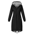 thumbnail image 6 of Women's Outdoor Jacket Hooded Waterproof Plus Size Midi Long Long Sleeve Solid Color Rain Jacket Lightweight Active Outdoor Sport Hiking Raincoat with Pockets, 6 of 8