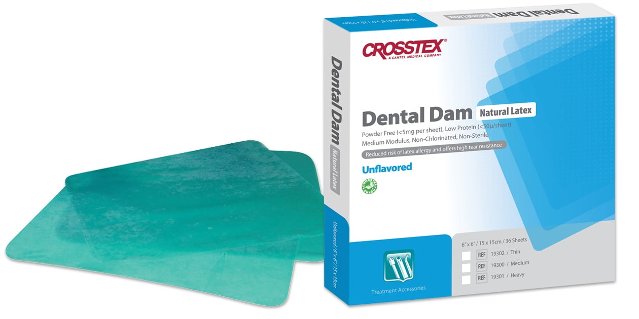 Dental Dam, Latex, PowderFree/Low Protein 5X5 Medium (Unflavored