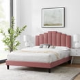 thumbnail image 2 of Platform Bed Frame, Twin Size, Velvet, Pink, Modern Contemporary Urban Design, Bedroom Master Guest Suite, 2 of 10