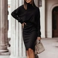 thumbnail image 2 of Annhoo Skirt Sets Women 2 Piece Outfits Fall High Neck Long Sleeve Tops and Side Slit Midi Skirts Casual Knitted Sets, 2 of 8