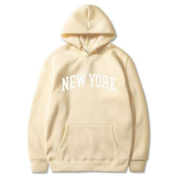 Sudaderas con capucha de la ciudad de Nueva York para hombres y mujeres, sudaderas con estampado de letras, sudaderas gráficas, jersey con capucha Harajuku informal suelto, ropa deportiva