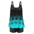 thumbnail image 3 of Women Plus Size Vintage Print Strappy Back Tankini Set Flowy Tankini Bathing Suits for Women Tummy Control Two Piece Swimwear, 3 of 7